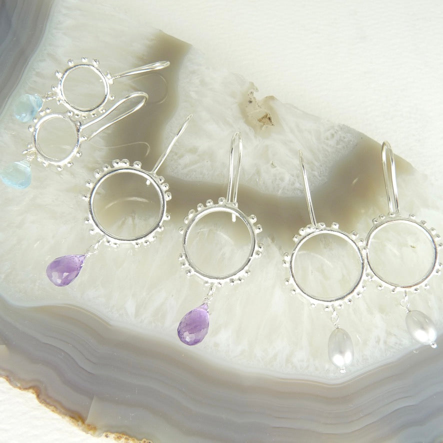 Small Granulation Circle Earrings with Hook