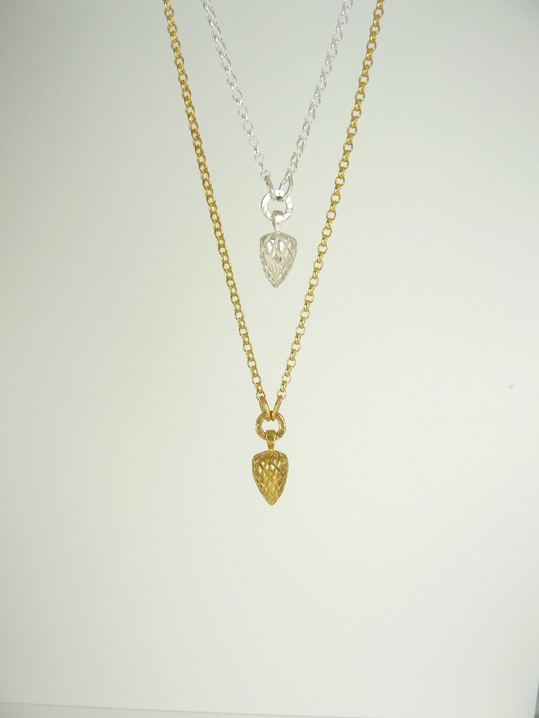 Etruscan Pine Cone and Acorn necklaces
