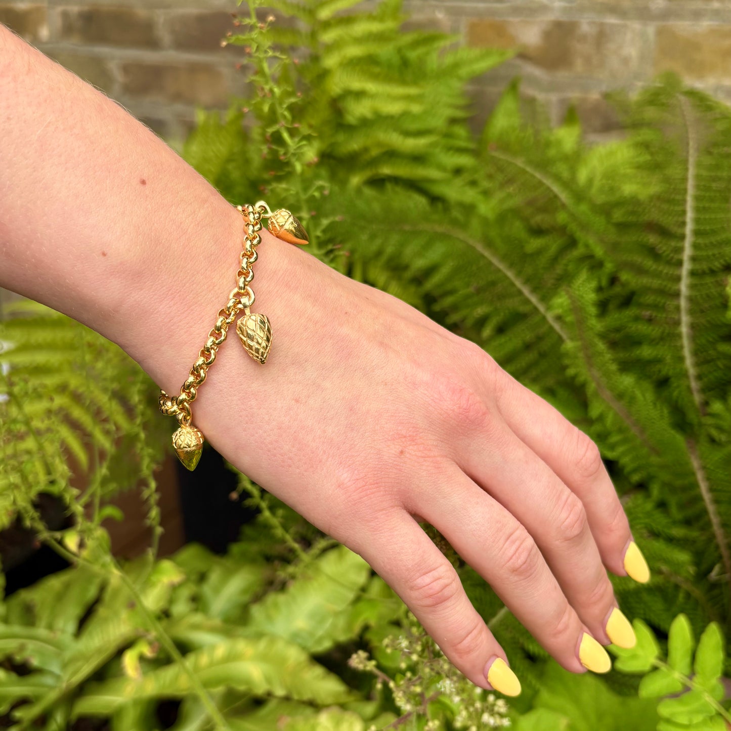 Etruscan Acorn and Pine Cone Charm Bracelet