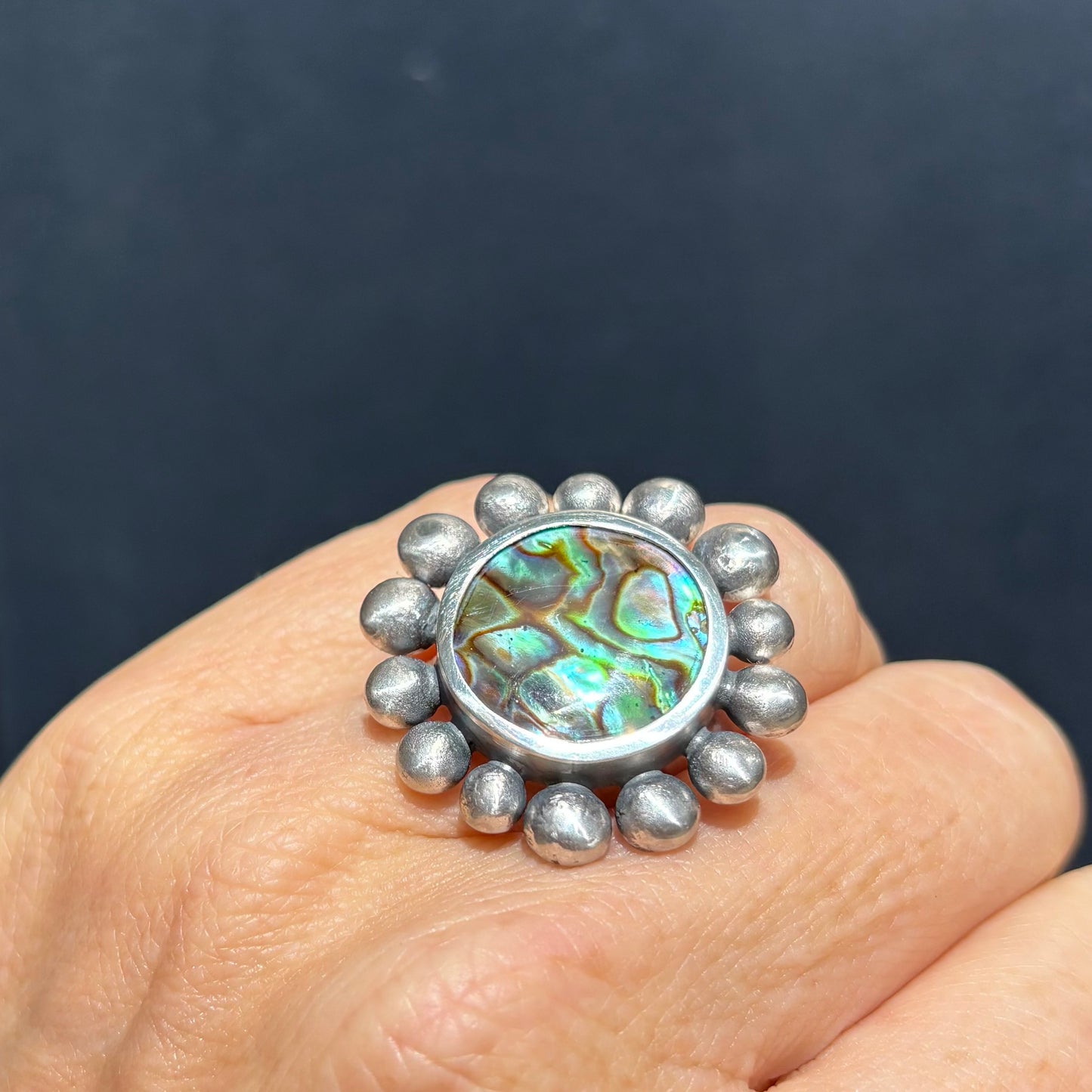 Giant Courtesan Ring With Abalone Shell
