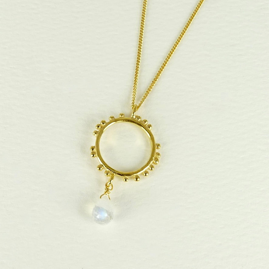 Small Granulation Circle Gemstone Necklace