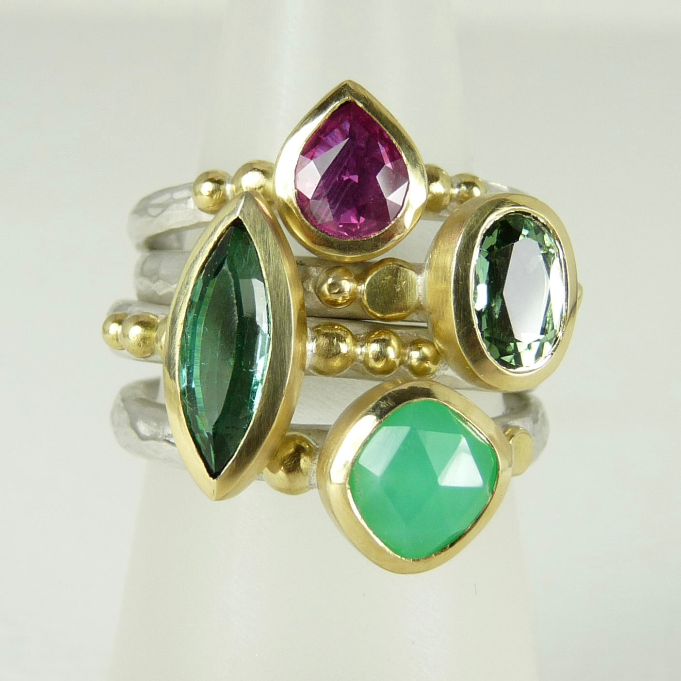 Green Tourmaline Granulation Ring