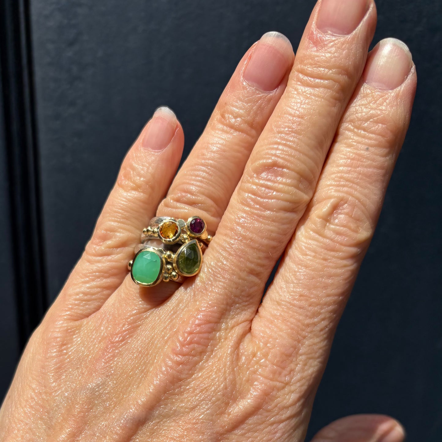 Orange Sapphire Granulation Ring