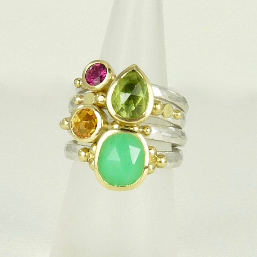 Chrysoprase Granulation Ring