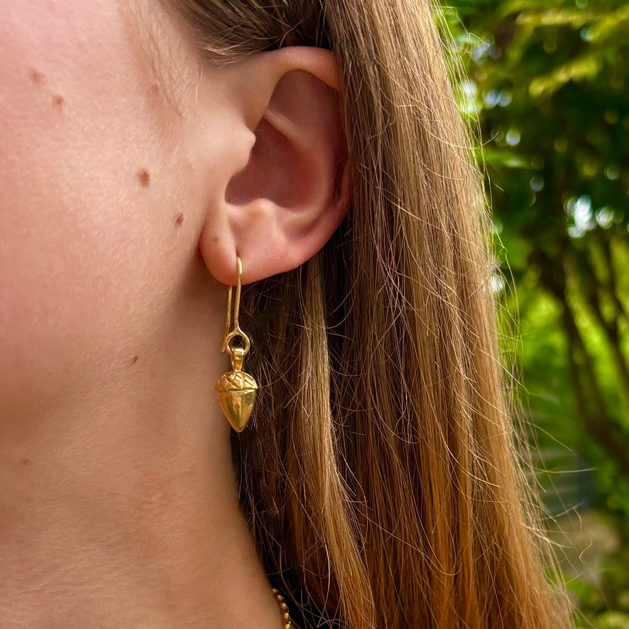Etruscan Pine Cone and Acorn Earrings