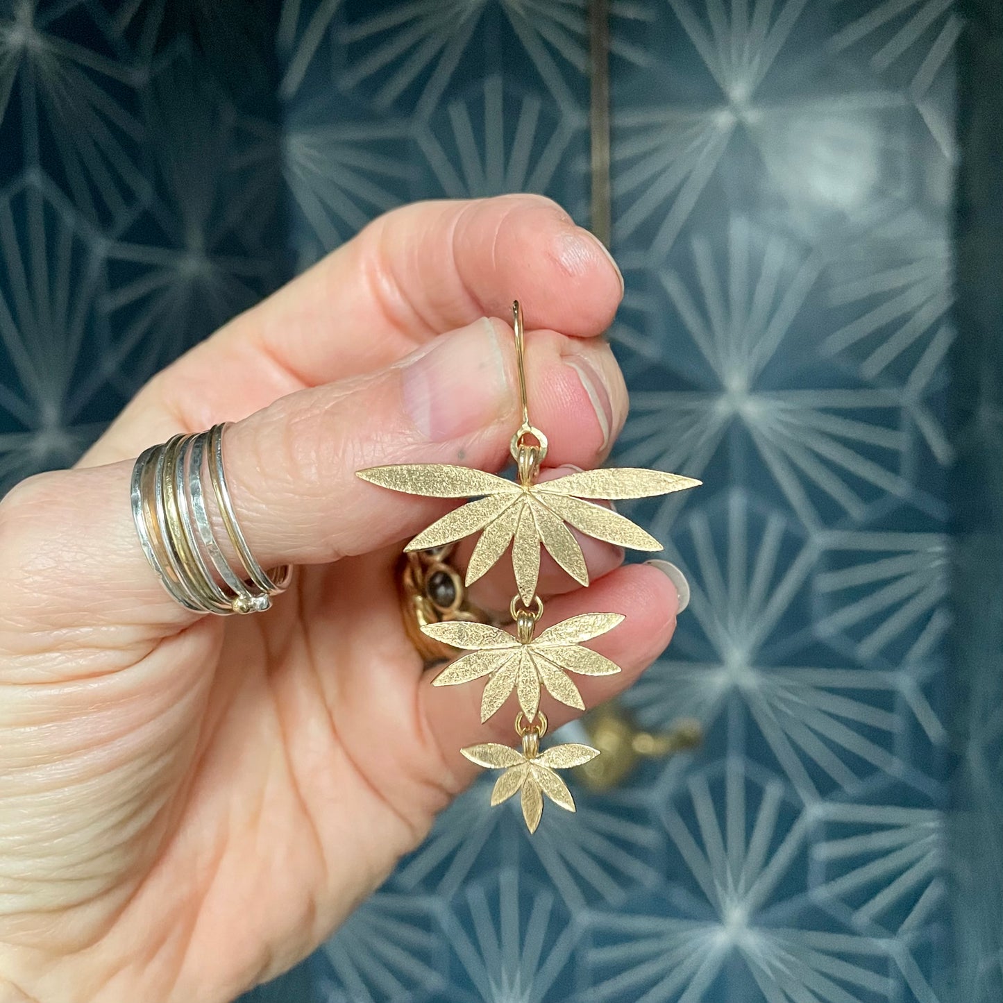 Triple Lotus Flower Earrings