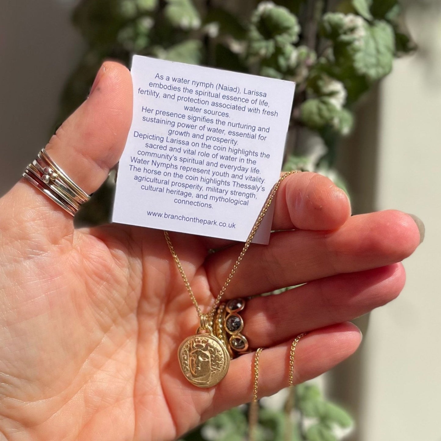 Larissa, Water Nymph Necklace Adorned with 18ct Gold Granules, Ancient Greek Coin