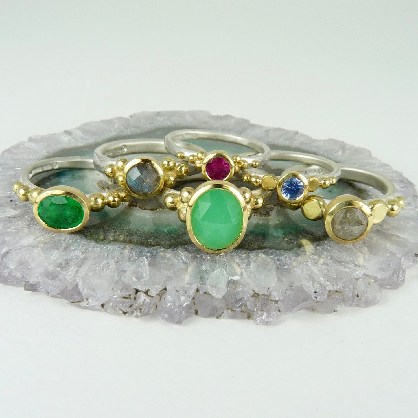 Chrysoprase Granulation Ring