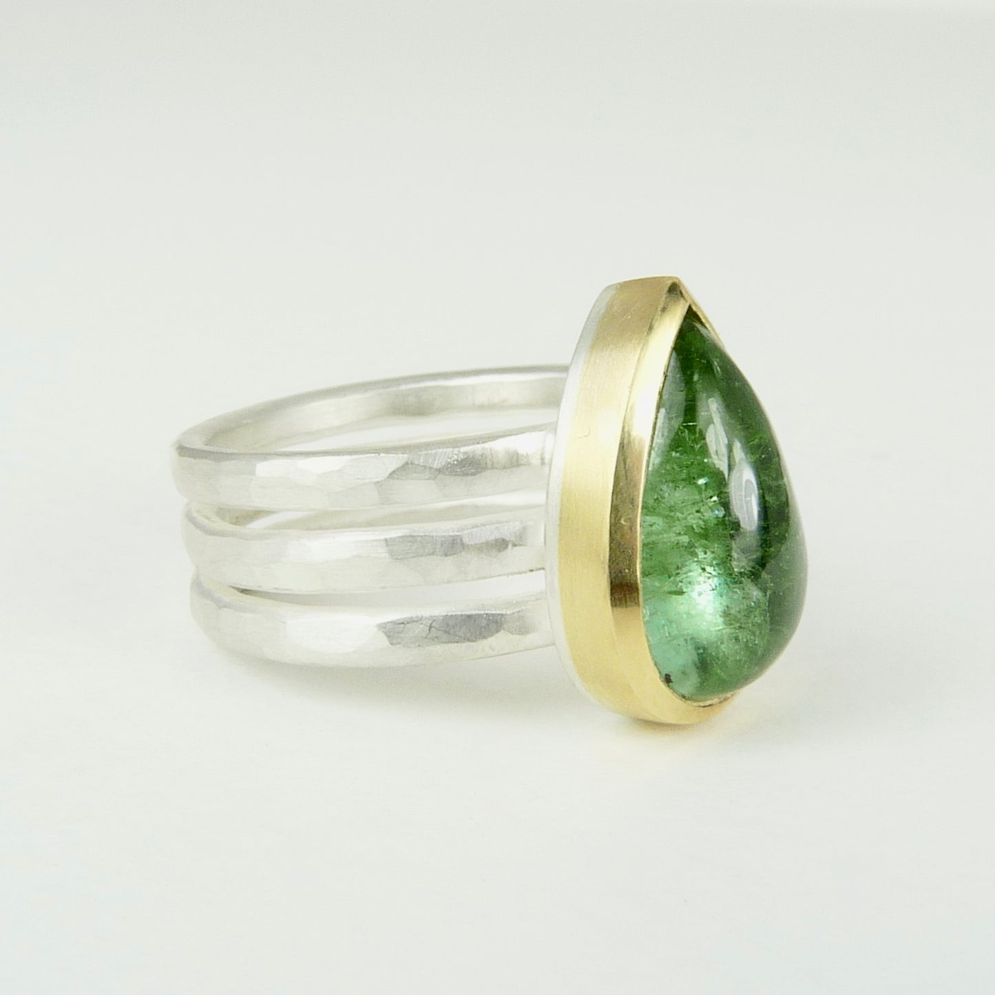 Green Tourmaline Cabochon Ring