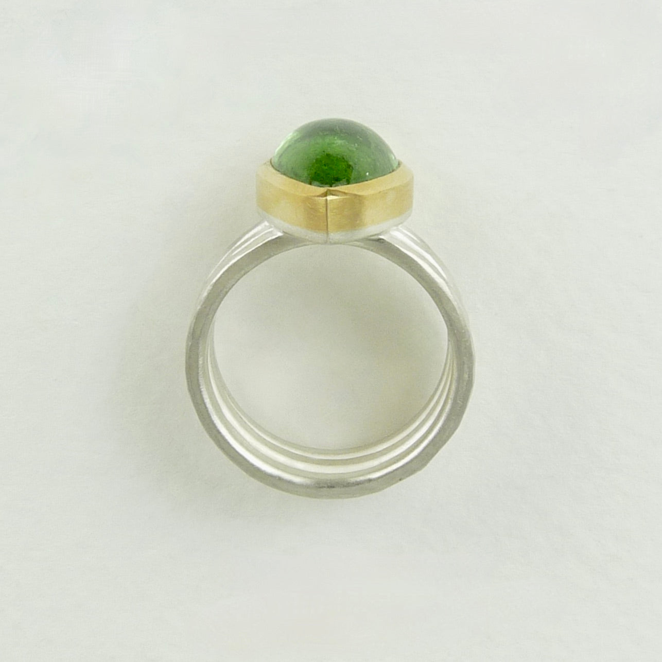 Green Tourmaline Cabochon Ring
