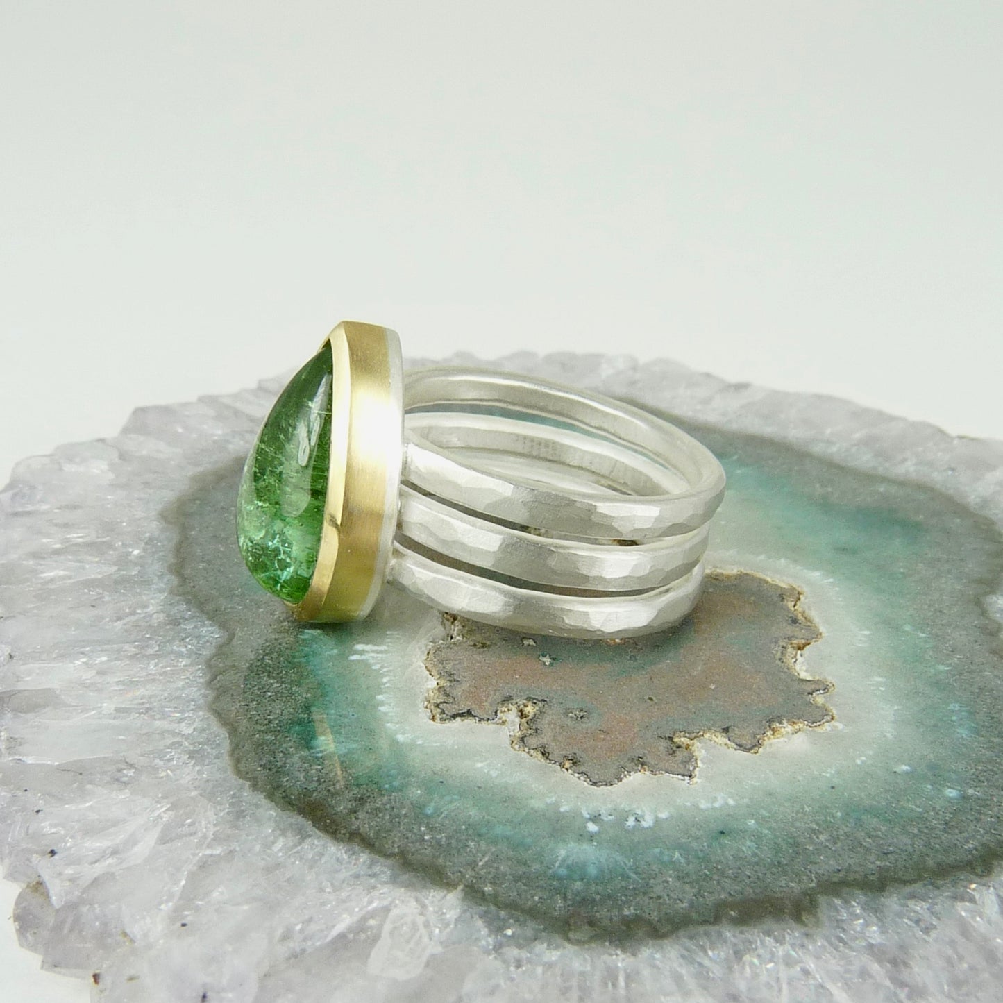 Green Tourmaline Cabochon Ring