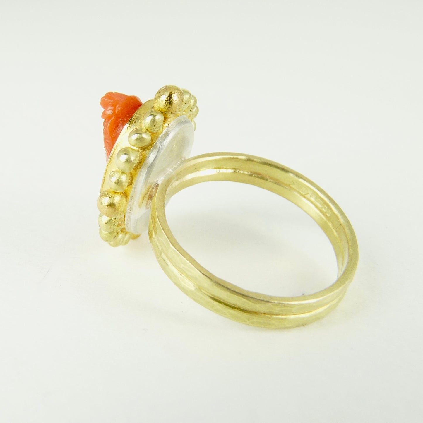 Antique Coral Cameo Courtesan Ring