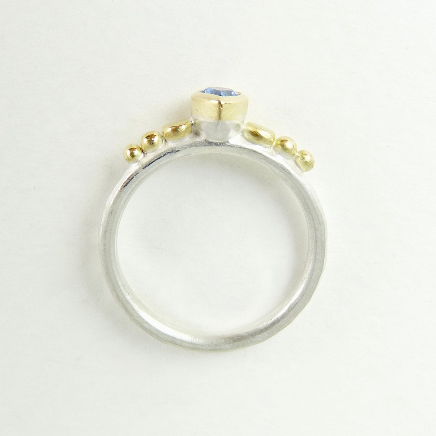 Tear Drop Sapphire Granulation Ring