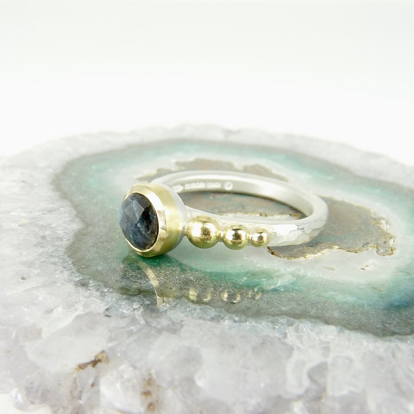 Labradorite Tourmaline Granulation ring