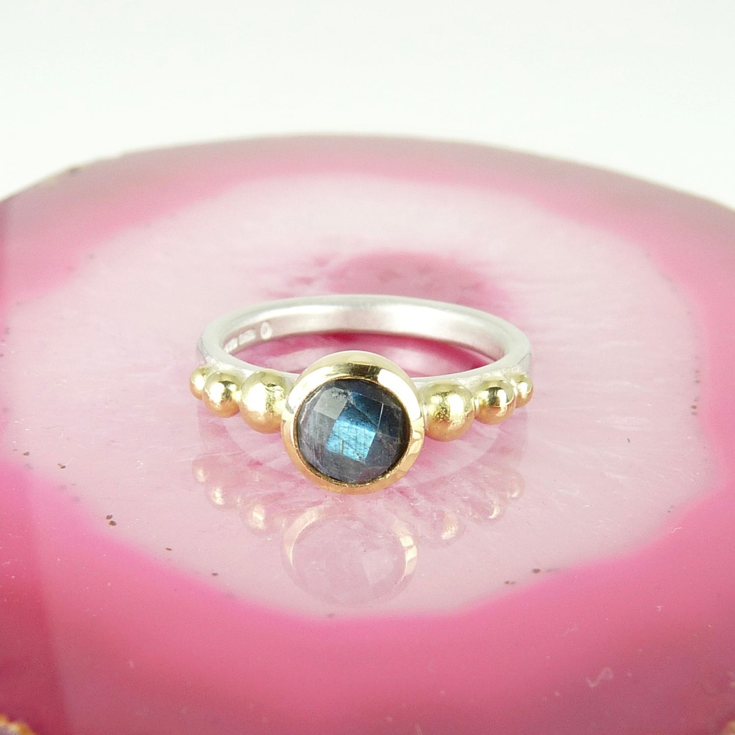 Labradorite Tourmaline Granulation ring