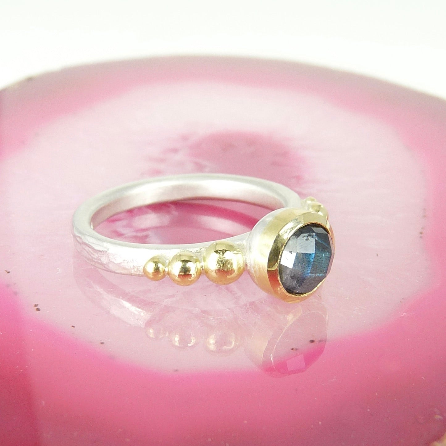 Labradorite Tourmaline Granulation ring