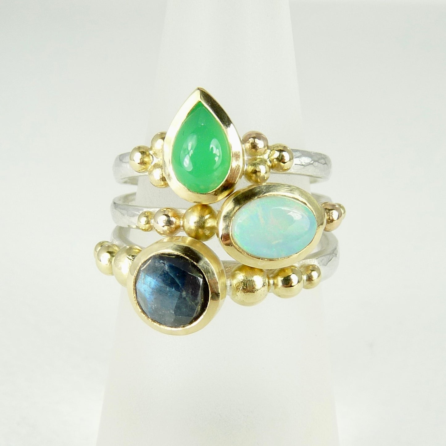 Labradorite Tourmaline Granulation ring