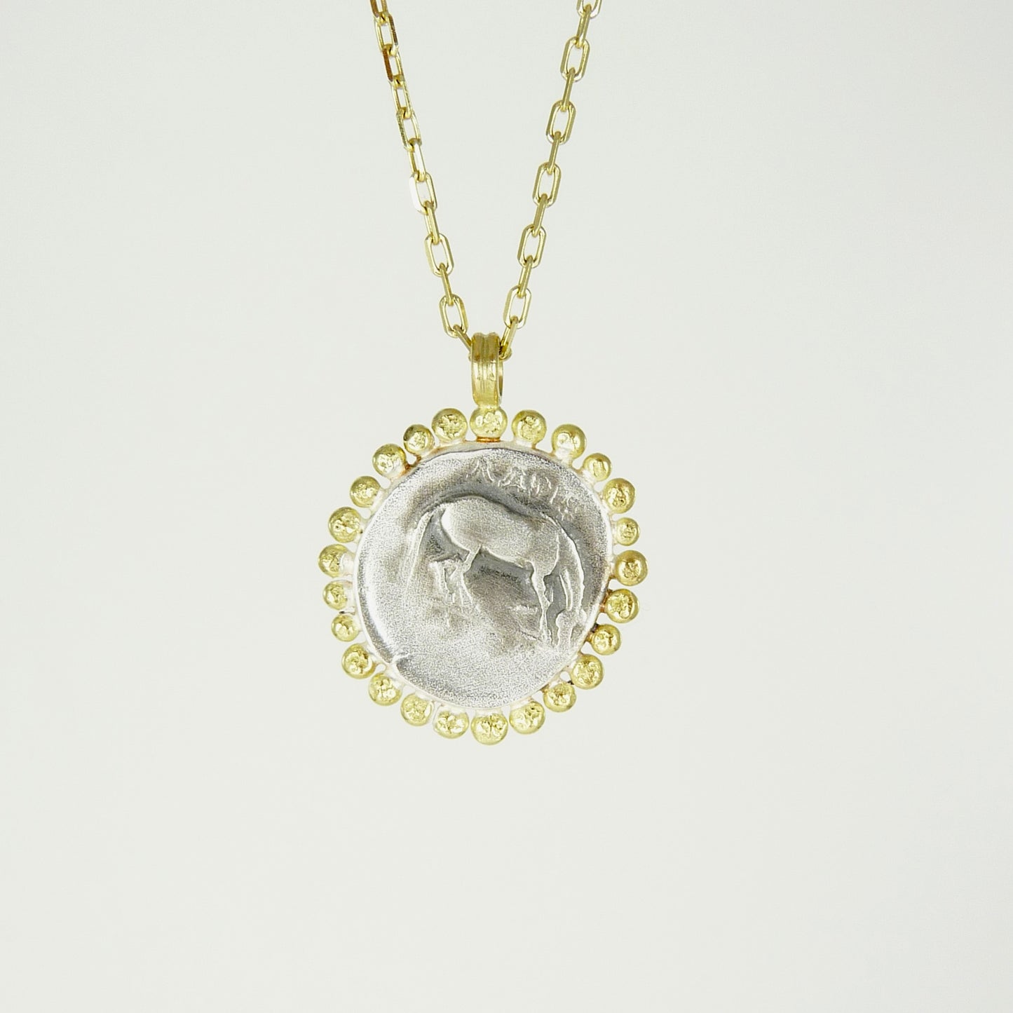 Larissa, Water Nymph Necklace Adorned with 18ct Gold Granules, Ancient Greek Coin