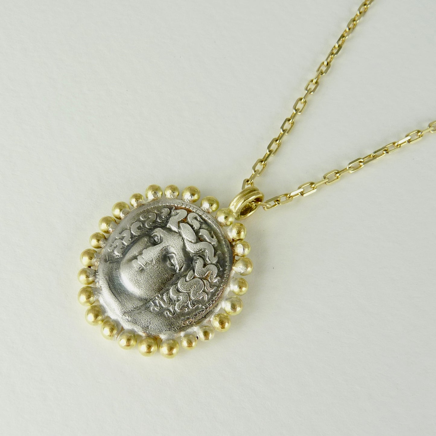 Larissa, Water Nymph Necklace Adorned with 18ct Gold Granules, Ancient Greek Coin