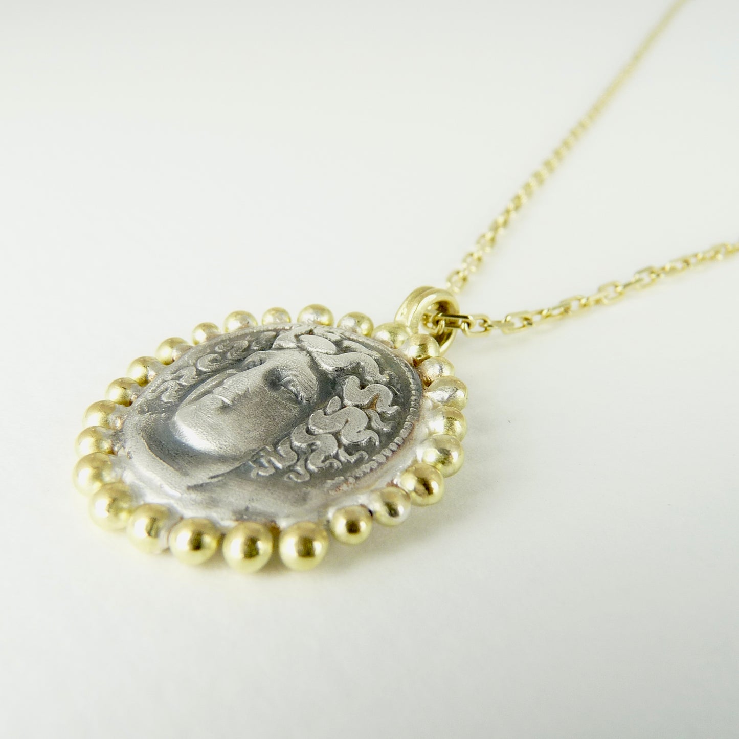 Larissa, Water Nymph Necklace Adorned with 18ct Gold Granules, Ancient Greek Coin