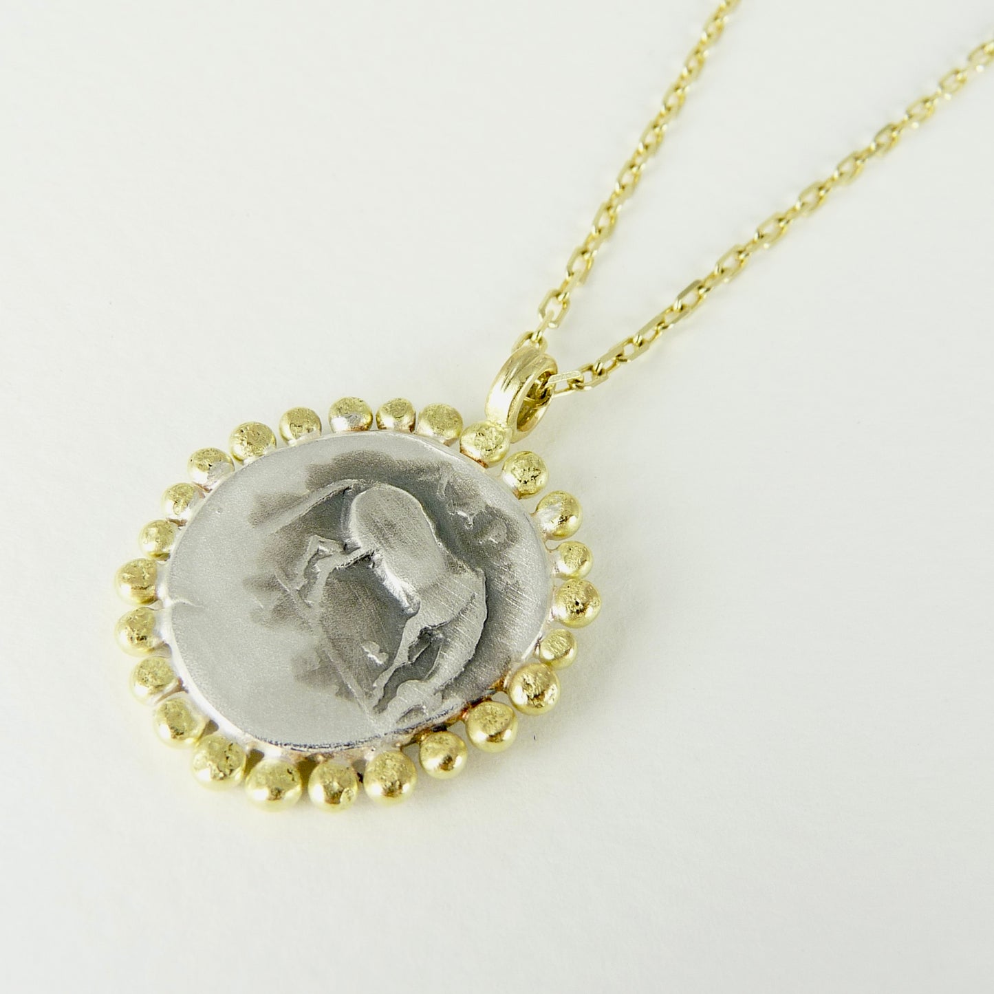 Larissa, Water Nymph Necklace Adorned with 18ct Gold Granules, Ancient Greek Coin