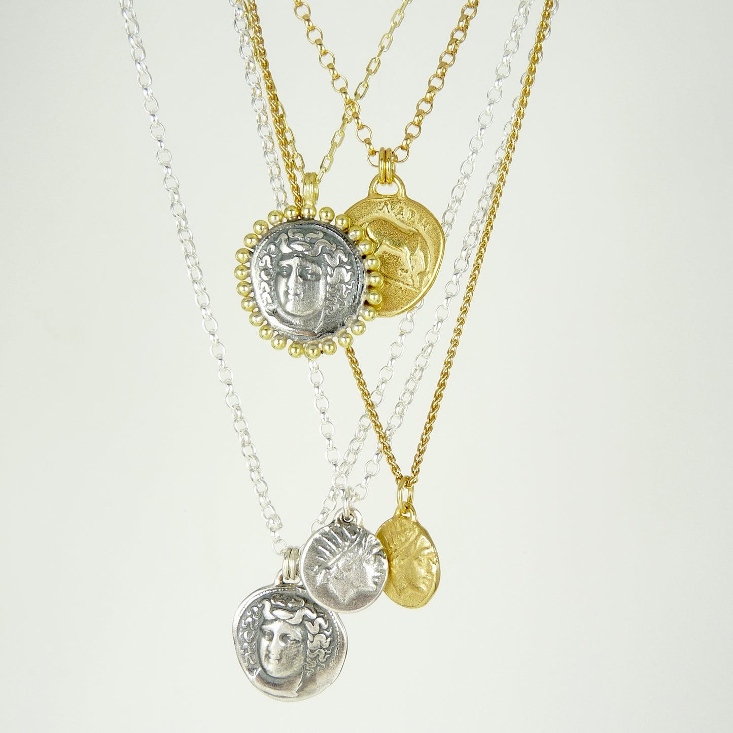 Larissa, Water Nymph Necklace Adorned with 18ct Gold Granules, Ancient Greek Coin