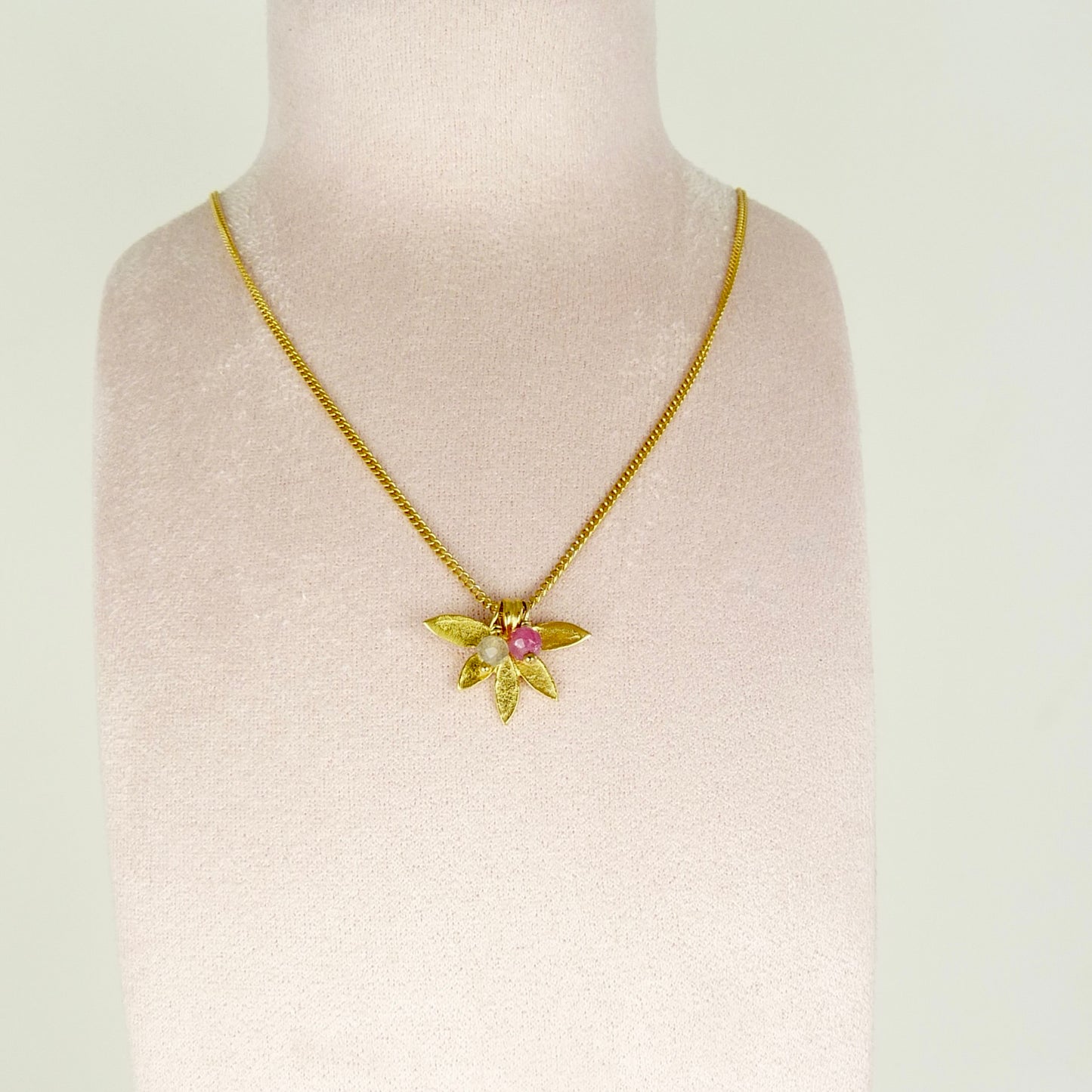 Small Lotus Pendant with Gemstones