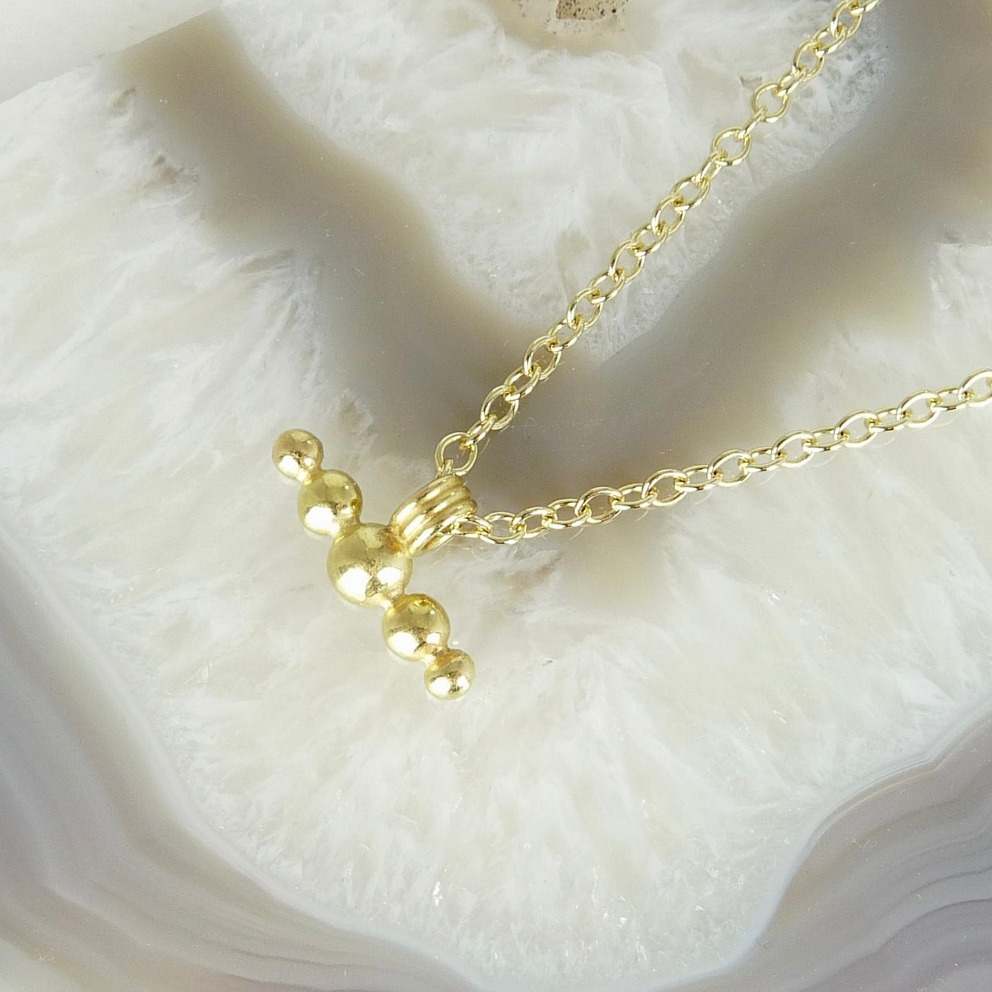 Solid Gold Ball Bar Necklace