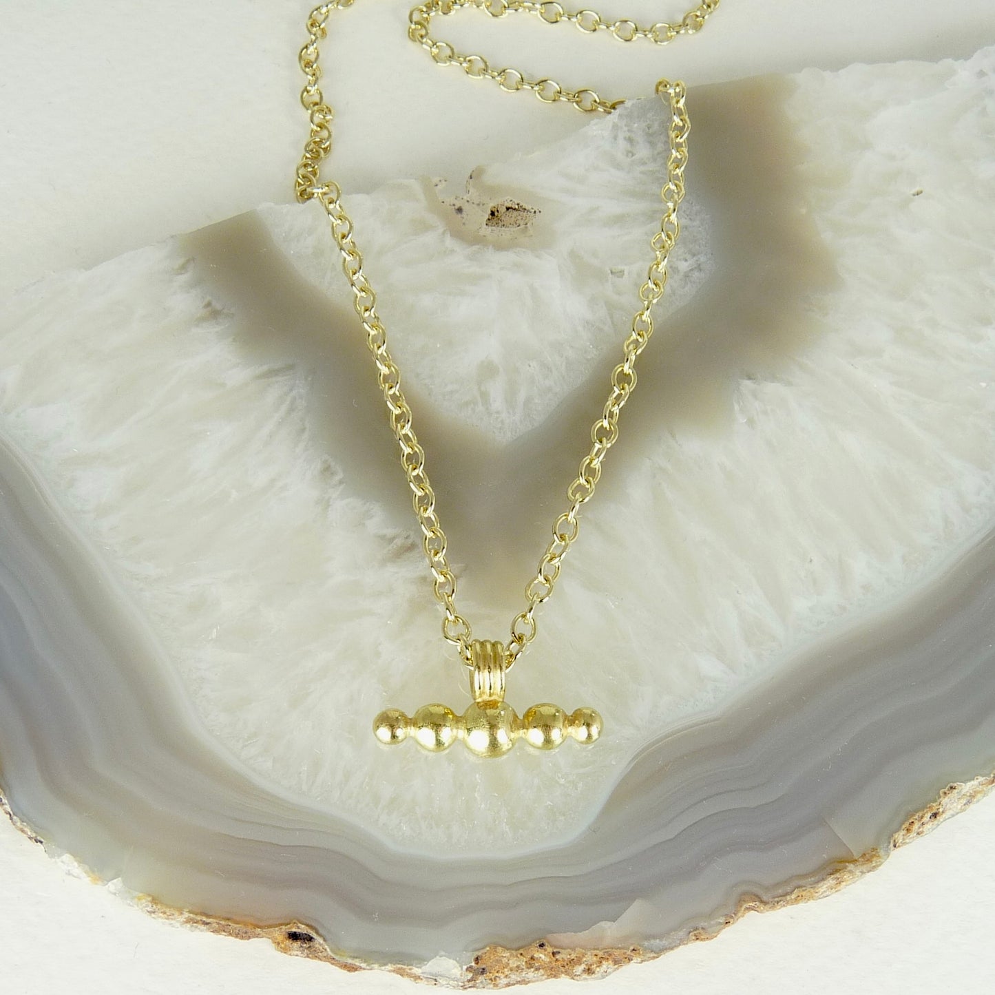 Solid Gold Ball Bar Necklace
