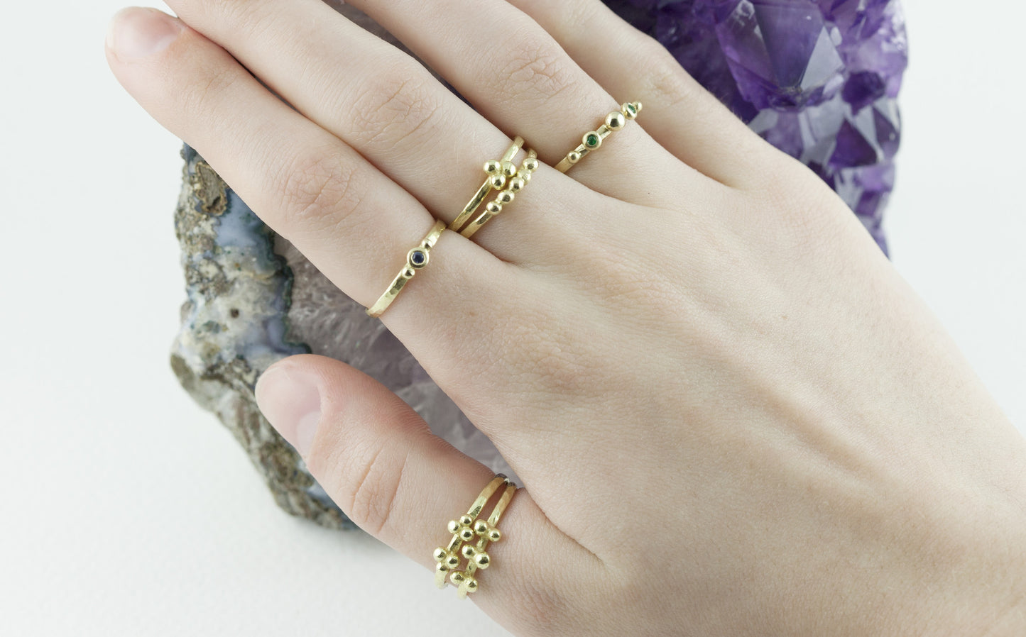 18ct Gold Delicate Elsa Granulation Ring