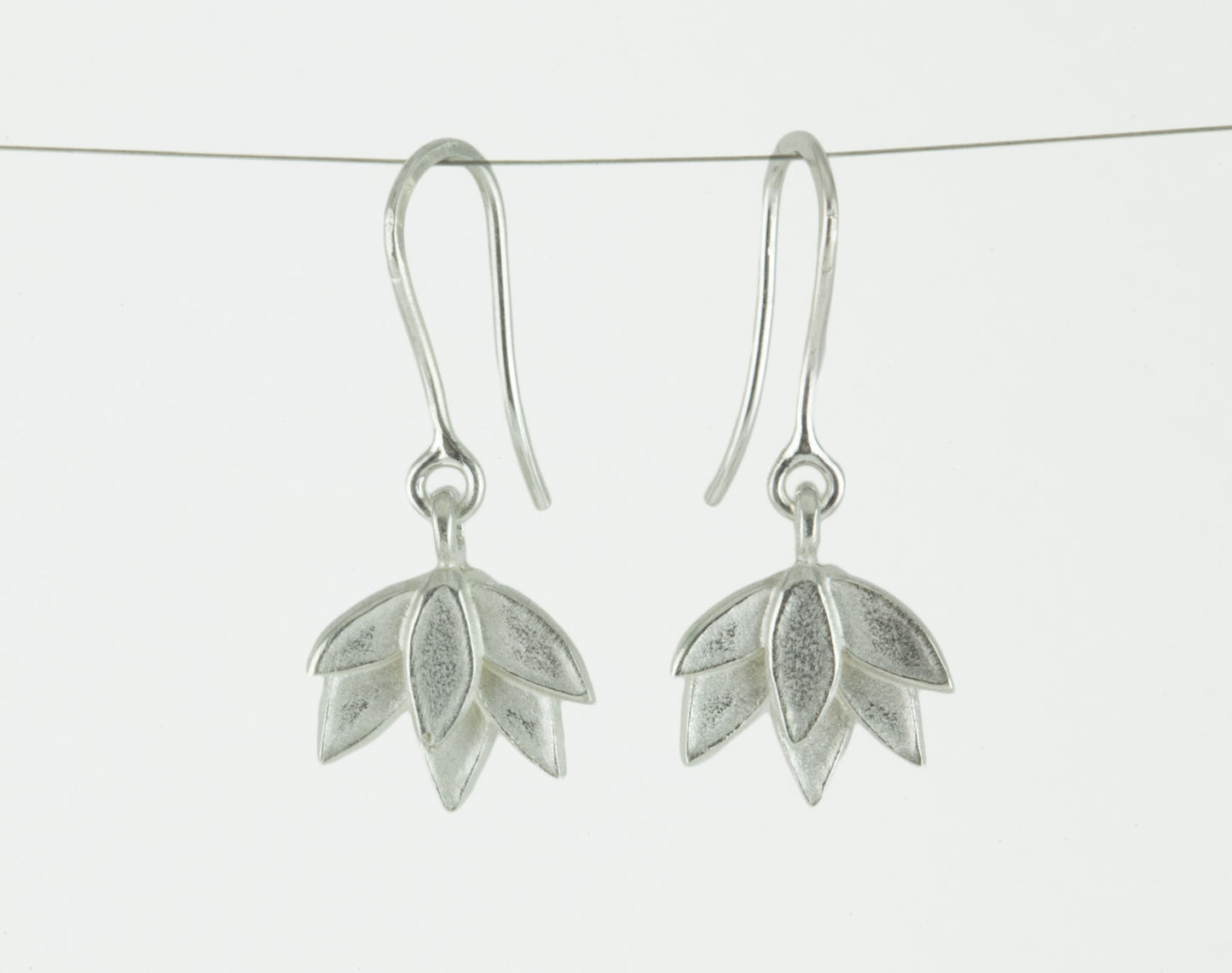 Deepa Flower Hook Earrings in Silver