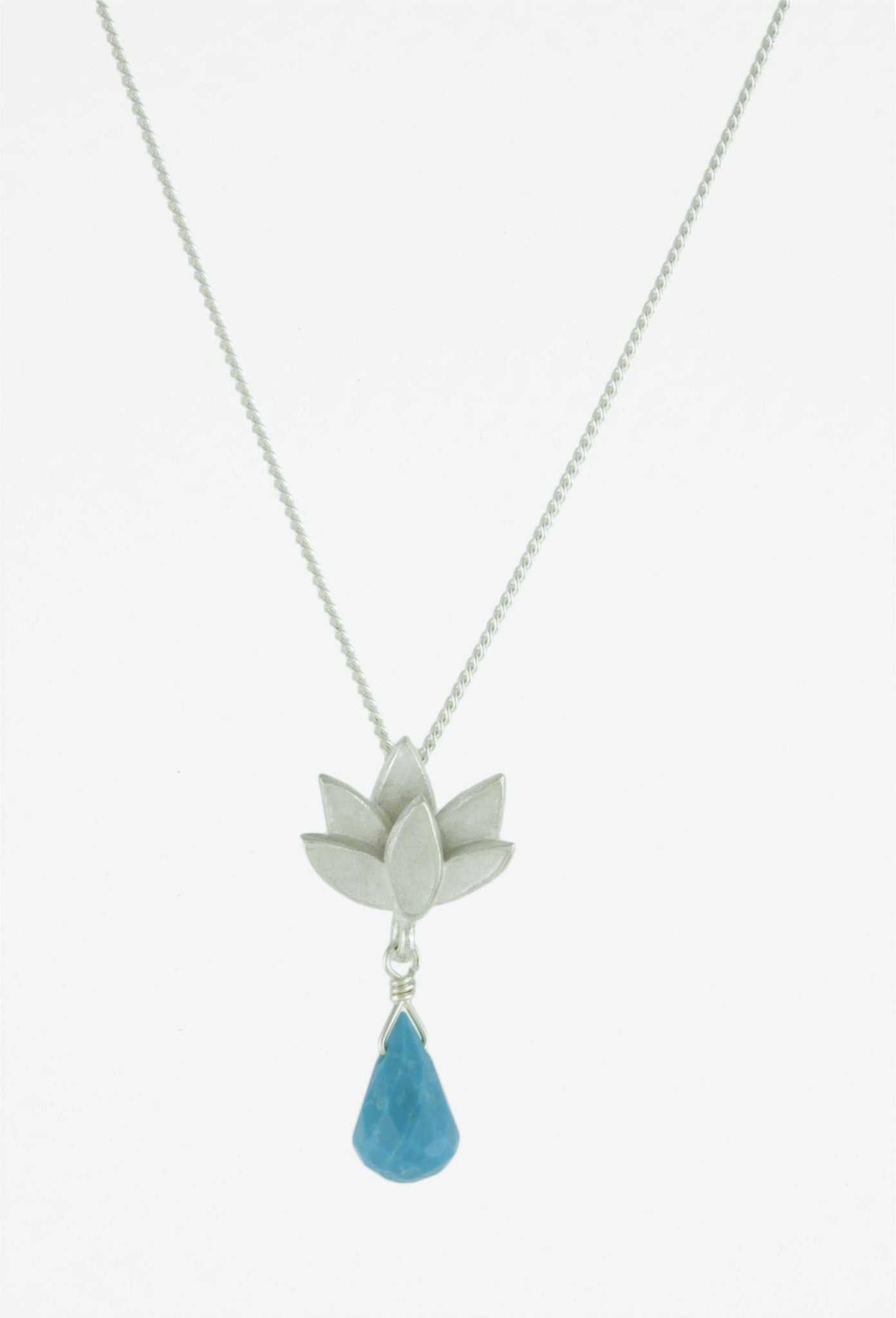 Deepa Flower Pendant Necklace with Gemstone in Silver