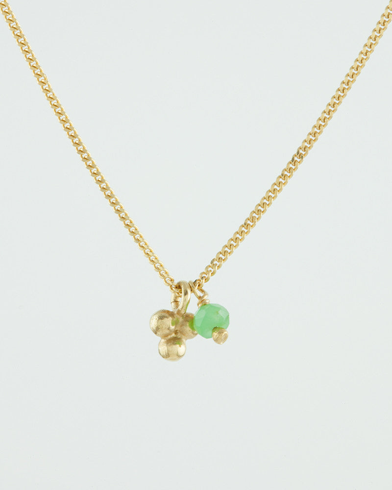 Delicate Triple Granulation Necklace with Gemstone
