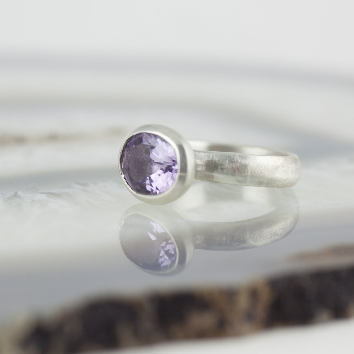 Oval Lavender Amethyst Stone Set Ring
