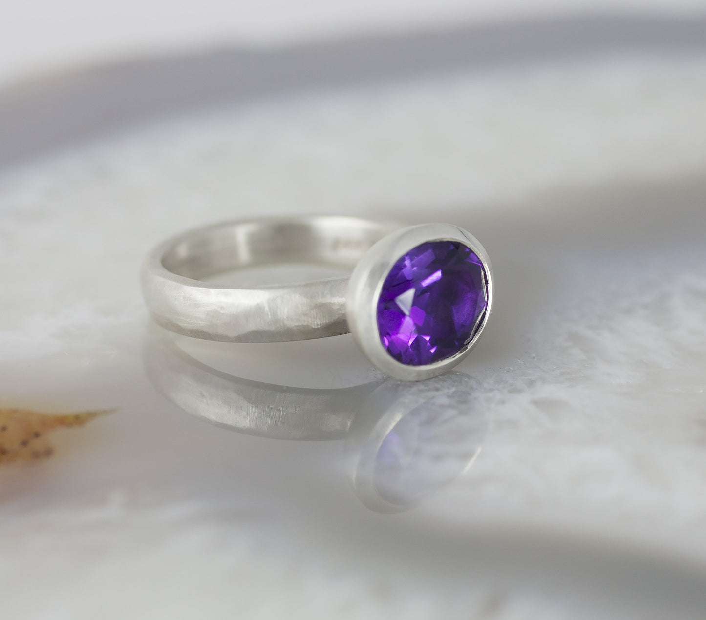 Oval Dark Amethyst Stone Set Ring