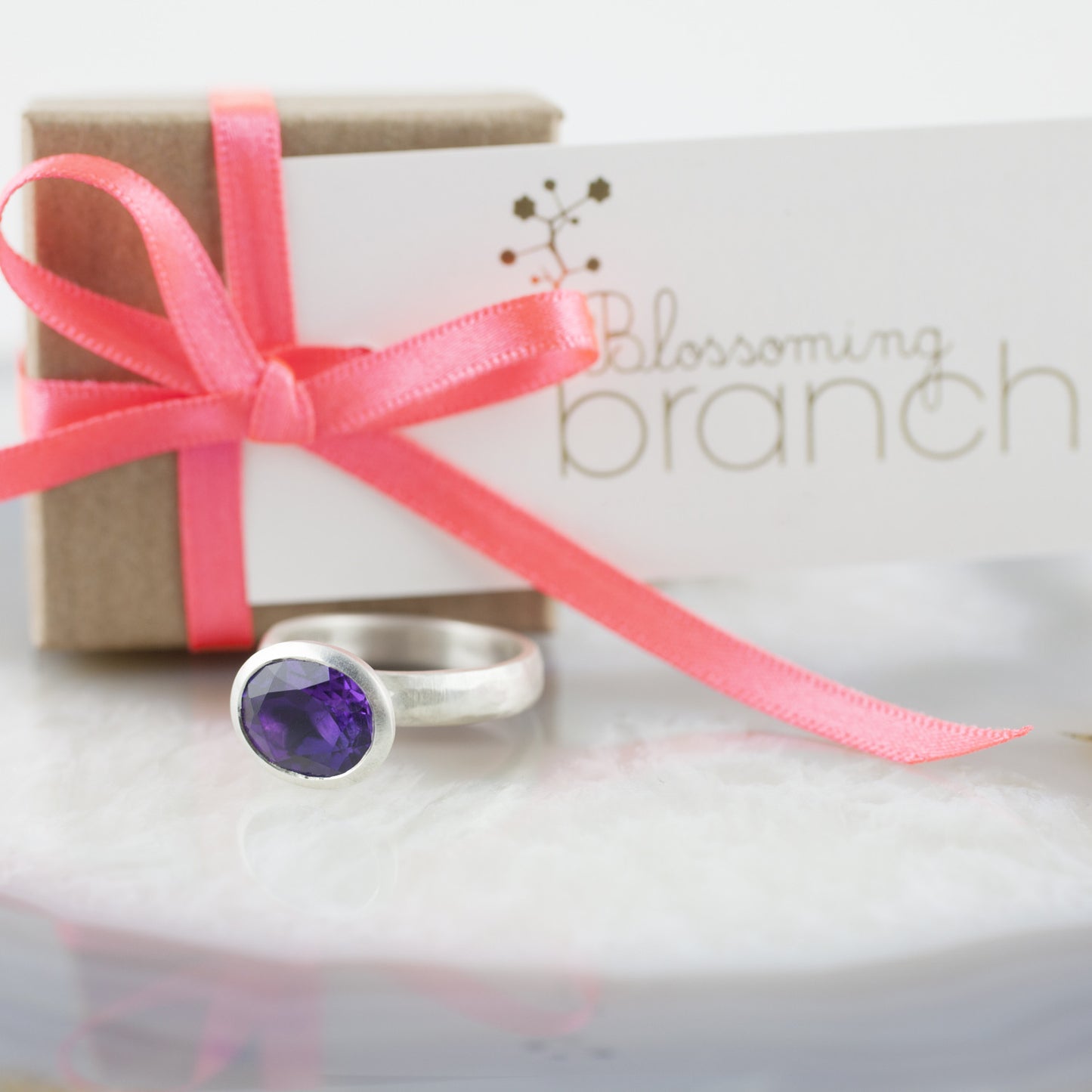 Oval Dark Amethyst Stone Set Ring