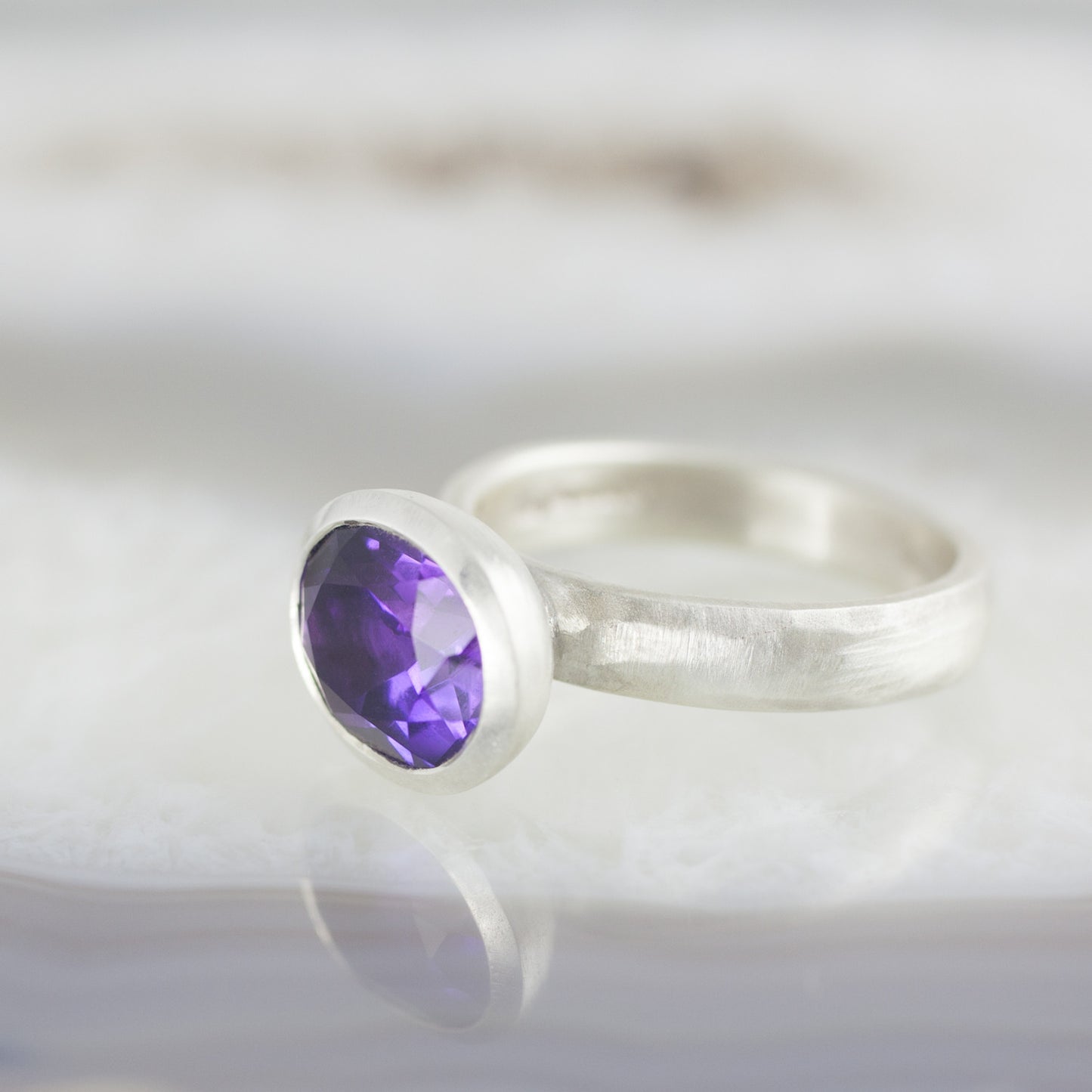 Oval Dark Amethyst Stone Set Ring