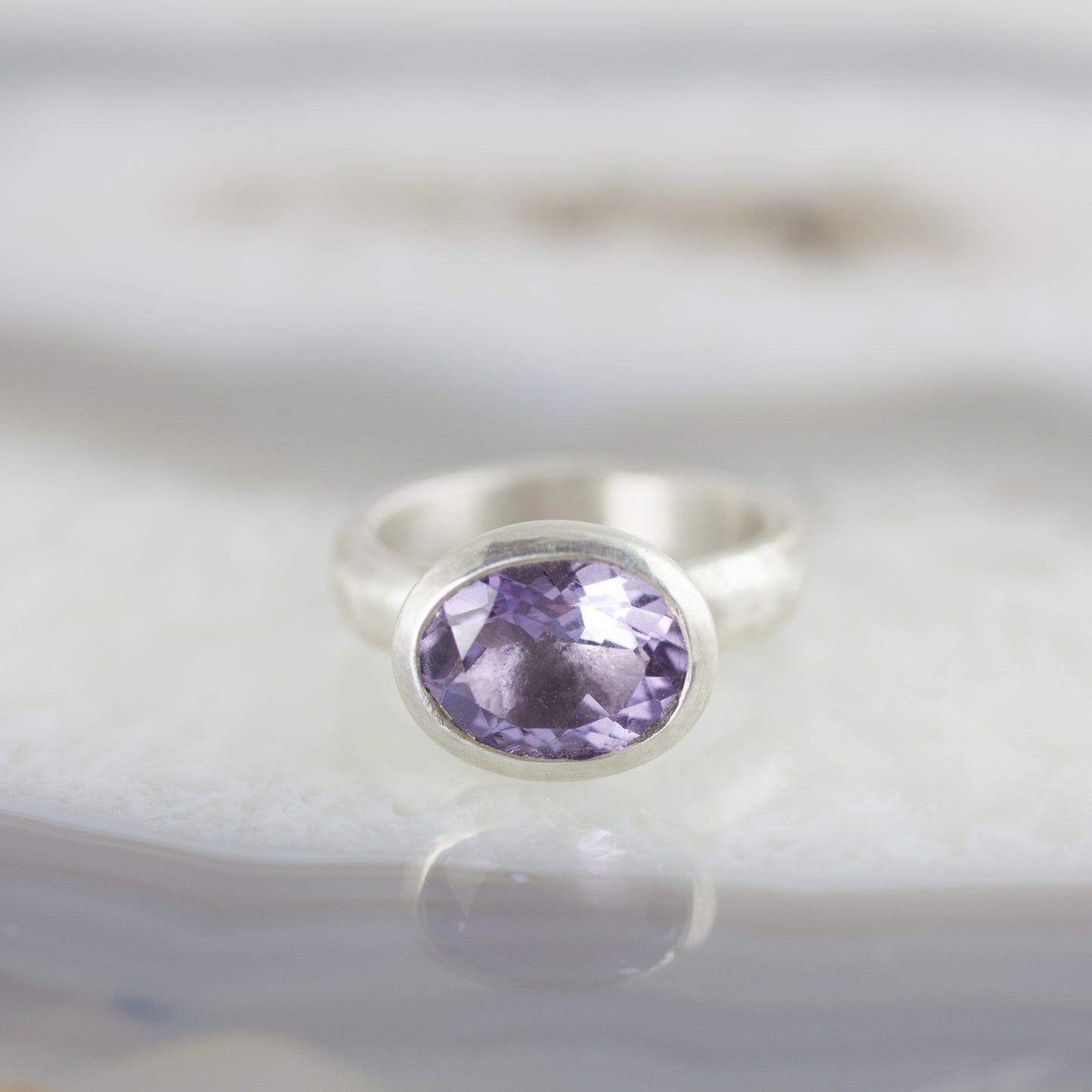 Oval Lavender Amethyst Stone Set Ring