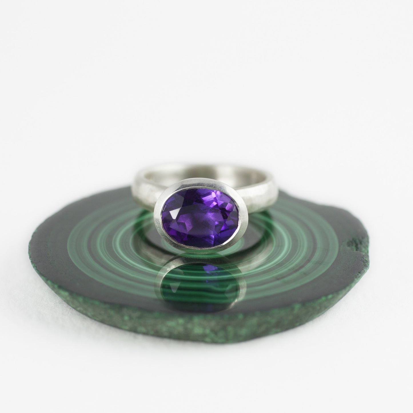 Oval Dark Amethyst Stone Set Ring
