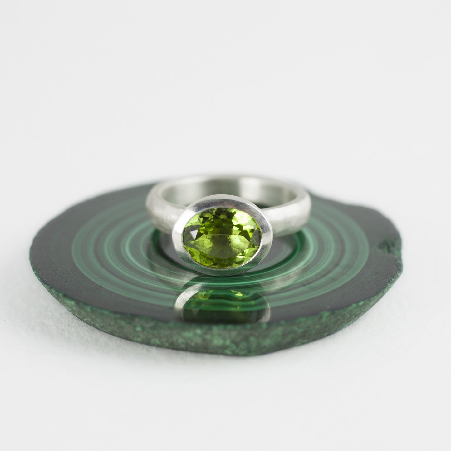 Oval Peridot Stone Set Ring
