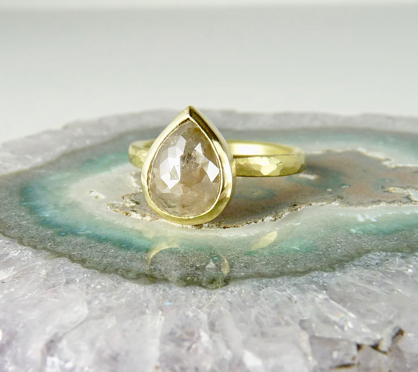 Teardrop Grey Diamond Ring