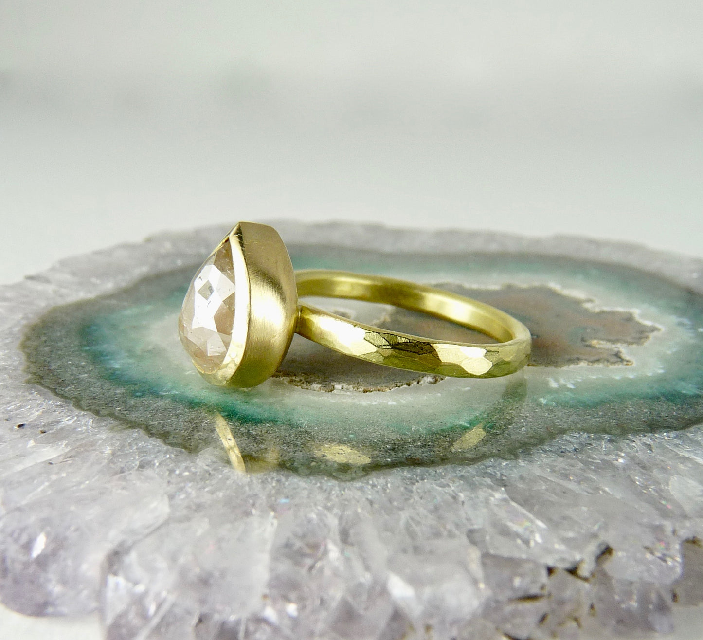 Teardrop Grey Diamond Ring