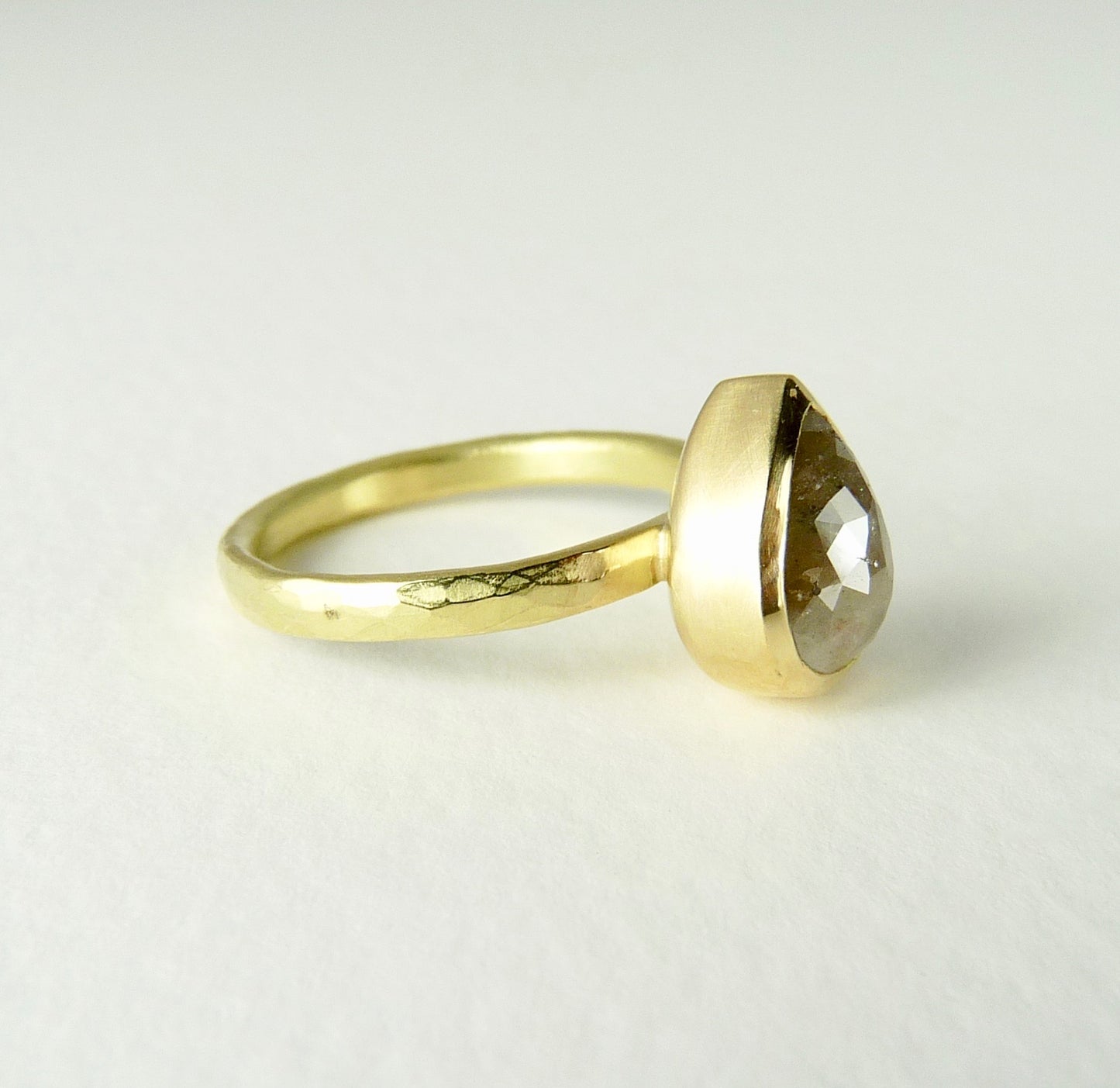 Teardrop Grey Diamond Ring