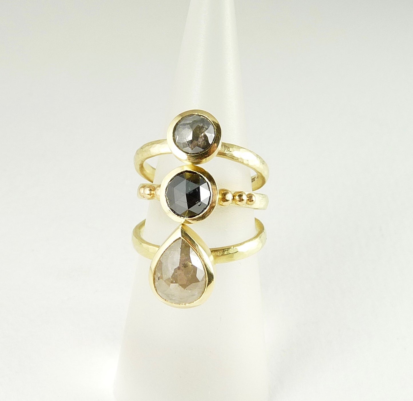 Rose Cut Black Diamond Granulation Ring