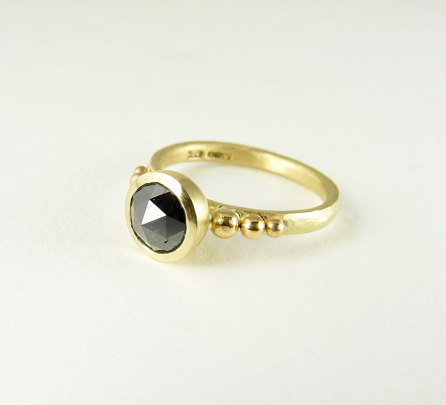 Rose Cut Black Diamond Granulation Ring