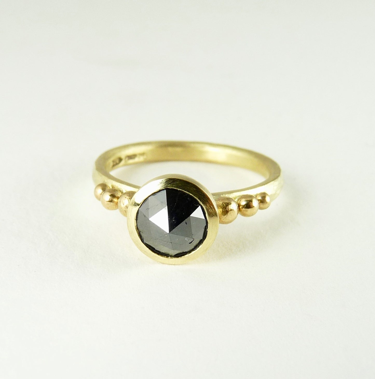 Rose Cut Black Diamond Granulation Ring