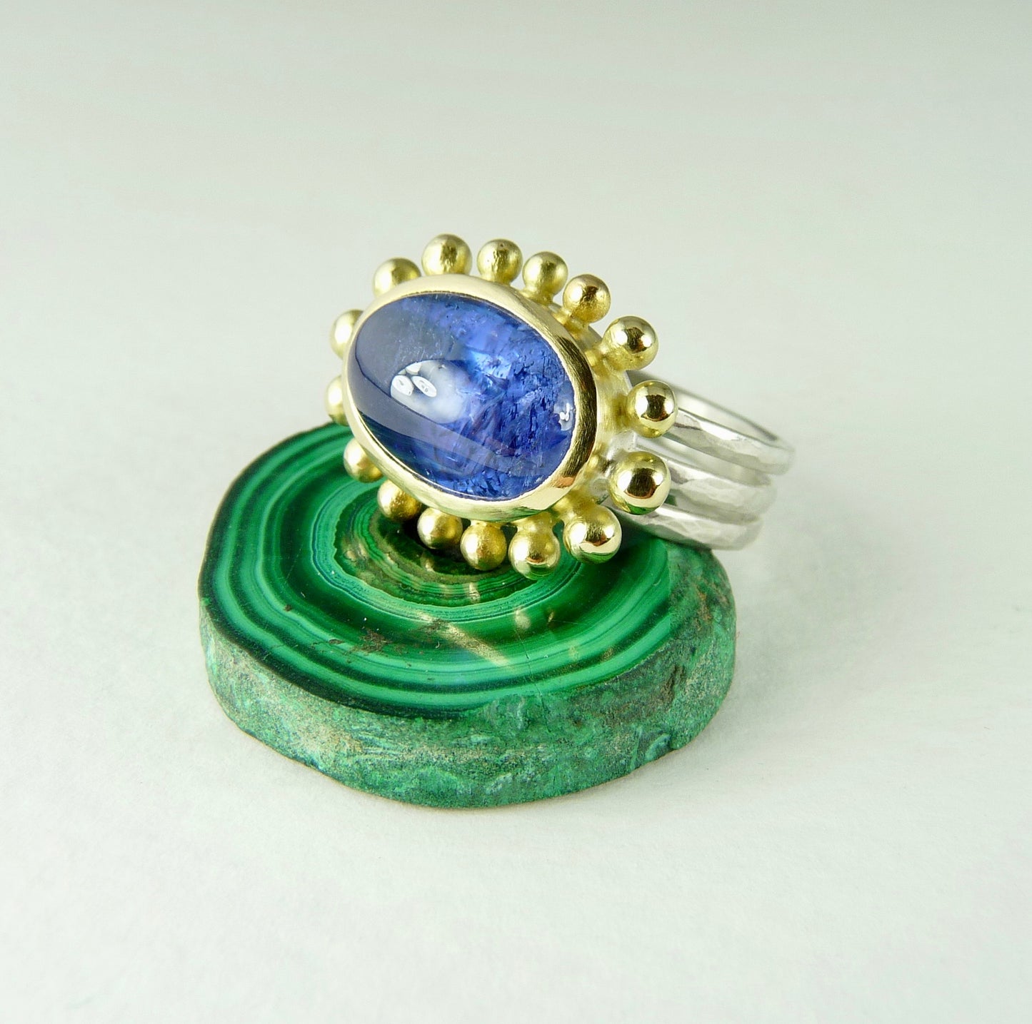 Large Cabochon Tanzanite Courtesan Ring