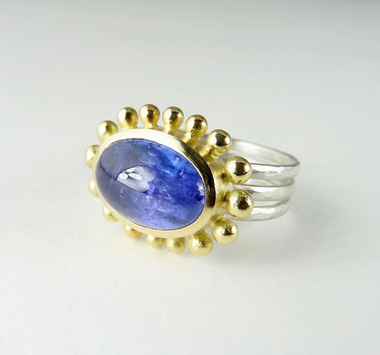 Large Cabochon Tanzanite Courtesan Ring
