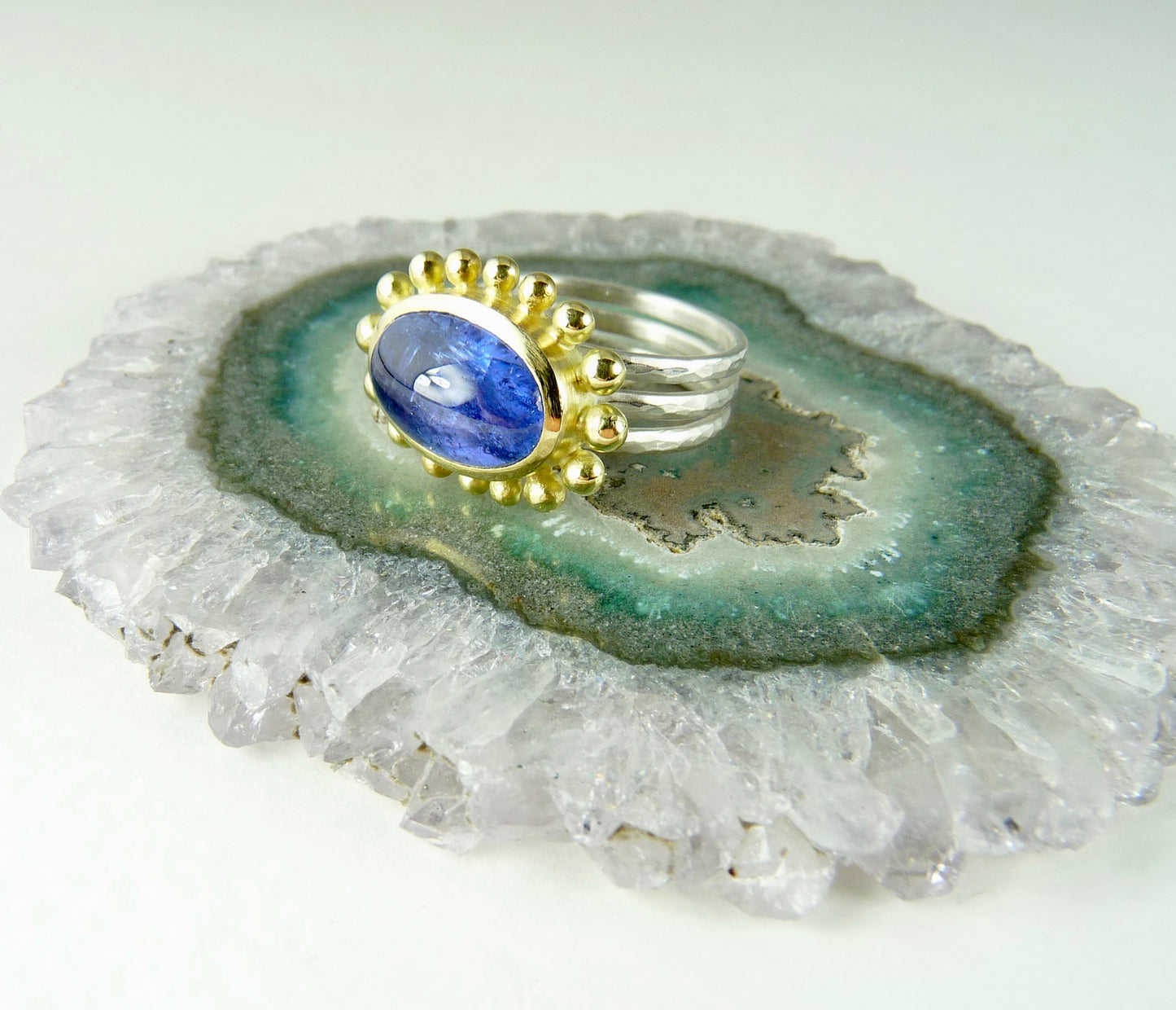 Large Cabochon Tanzanite Courtesan Ring