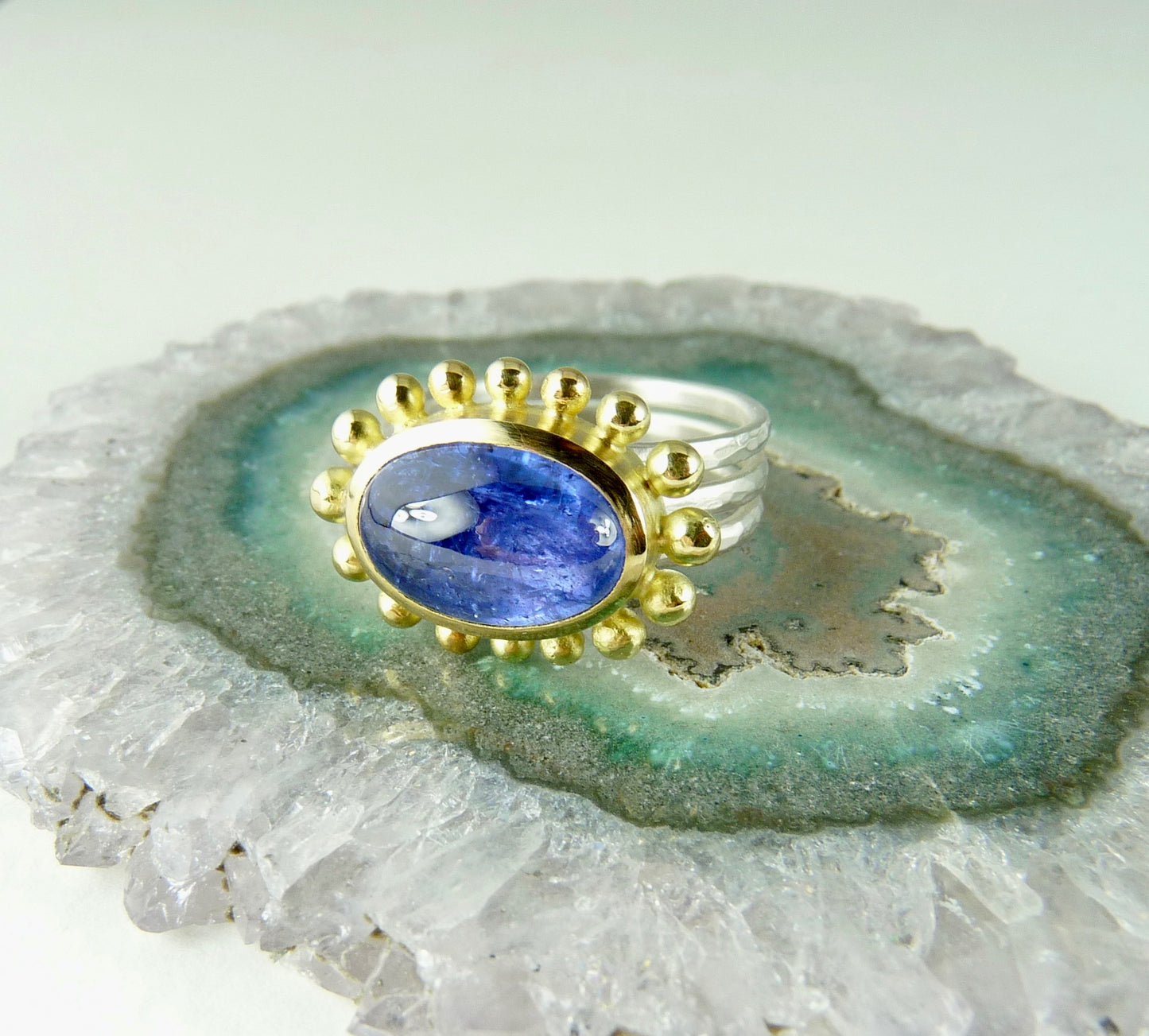 Large Cabochon Tanzanite Courtesan Ring